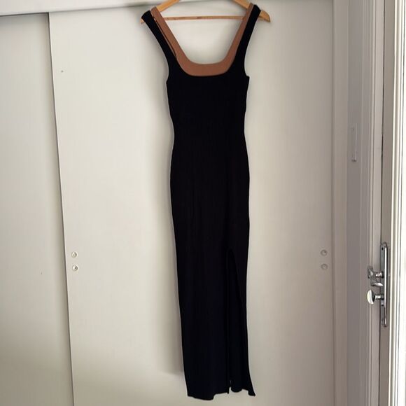 Anthropologie Small Black Knit Ribbed Sleeveless Side-Slit Sweater Midi Dress - Picture 4 of 8